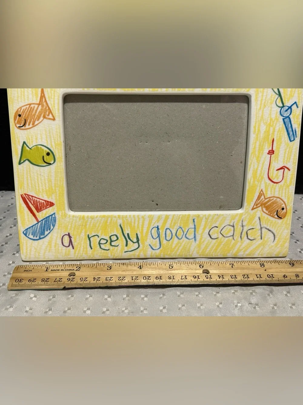 Vintage Scribbles Grandpa Picture Frame 4” X 6” Photo Fishing by RUSS